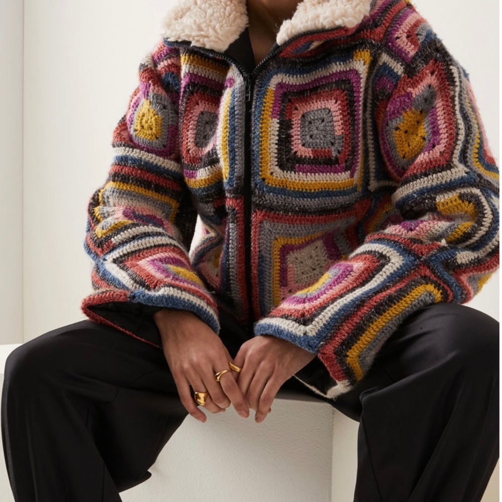 Sea Bette Crochet Knit Puffer Jacket. Size XS